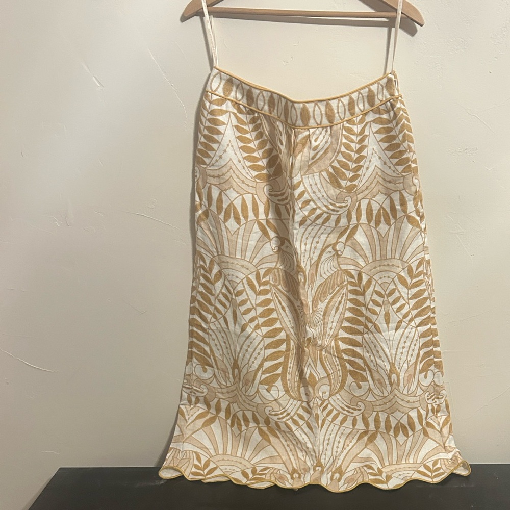 FARM Rio Cream and Gold Euroflax Premium Midi Skirt